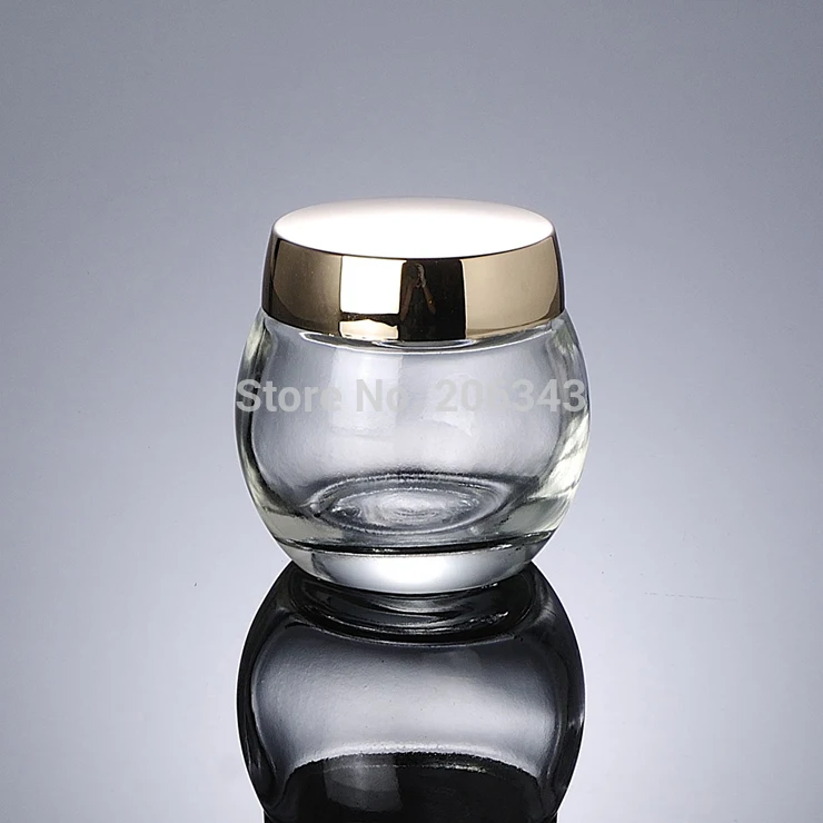 Прозрачная стеклянная банка 120 г кремовая баночка для маски лица с золотой