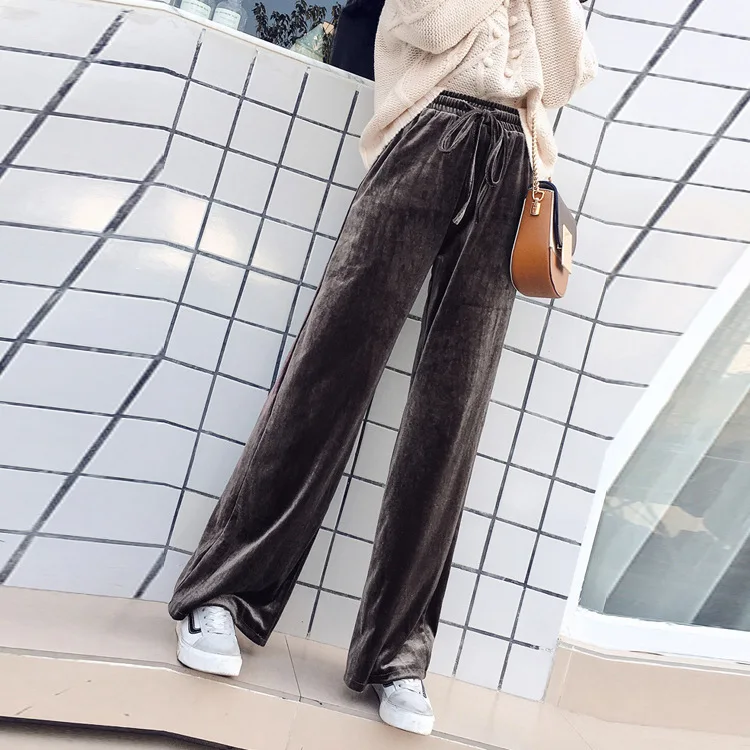 2018 Осенние новые корейские Бархатные спортивные штаны для отдыха женские тонкие