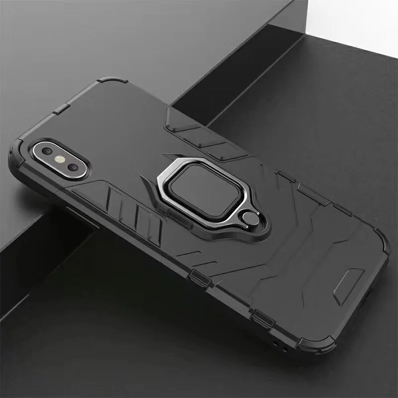 Black Защитный чехол для iPhone 11 Pro 7 8 6 6S Plus X XR XS силиконовая Противоударная задняя крышка на 6 6S 5s SE жесткое кольцо Coque Capa Fundas - Цвет: Black