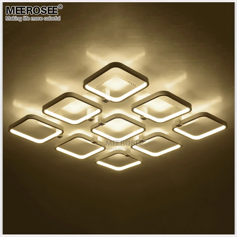 Квадратный светодиодные люстры поверхностного монтажа белый акрил лампы для