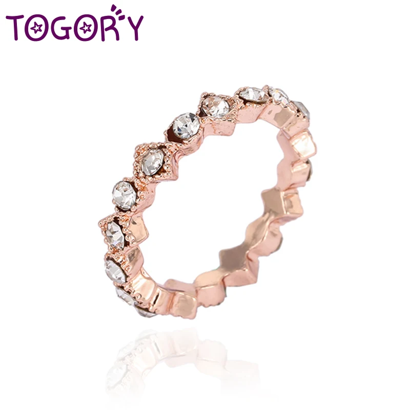 TOGORY, модное Фирменное кольцо с бантом, складываемое, микро кольцо, CZ, кольцо на палец для женщин, лучший подарок, ювелирное изделие - Цвет основного камня: R20