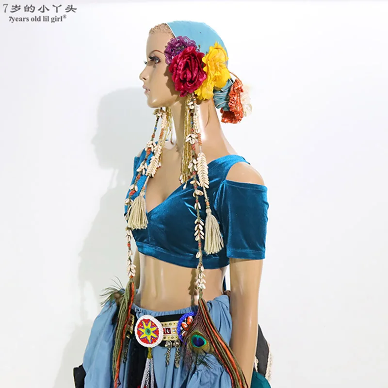 Вельветовый костюм для танца живота Fat Chance Холи с коротким рукавом CJJ01|Танец