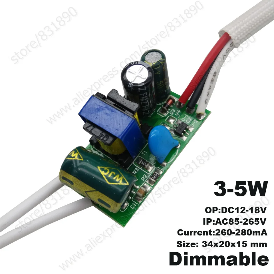 Фото 5pc LED Driver inside Dimmable Color Lighting Transformer 3/5/7/9/12/15/18/36W Constant current  Driver For LED Bulb Downlight №5