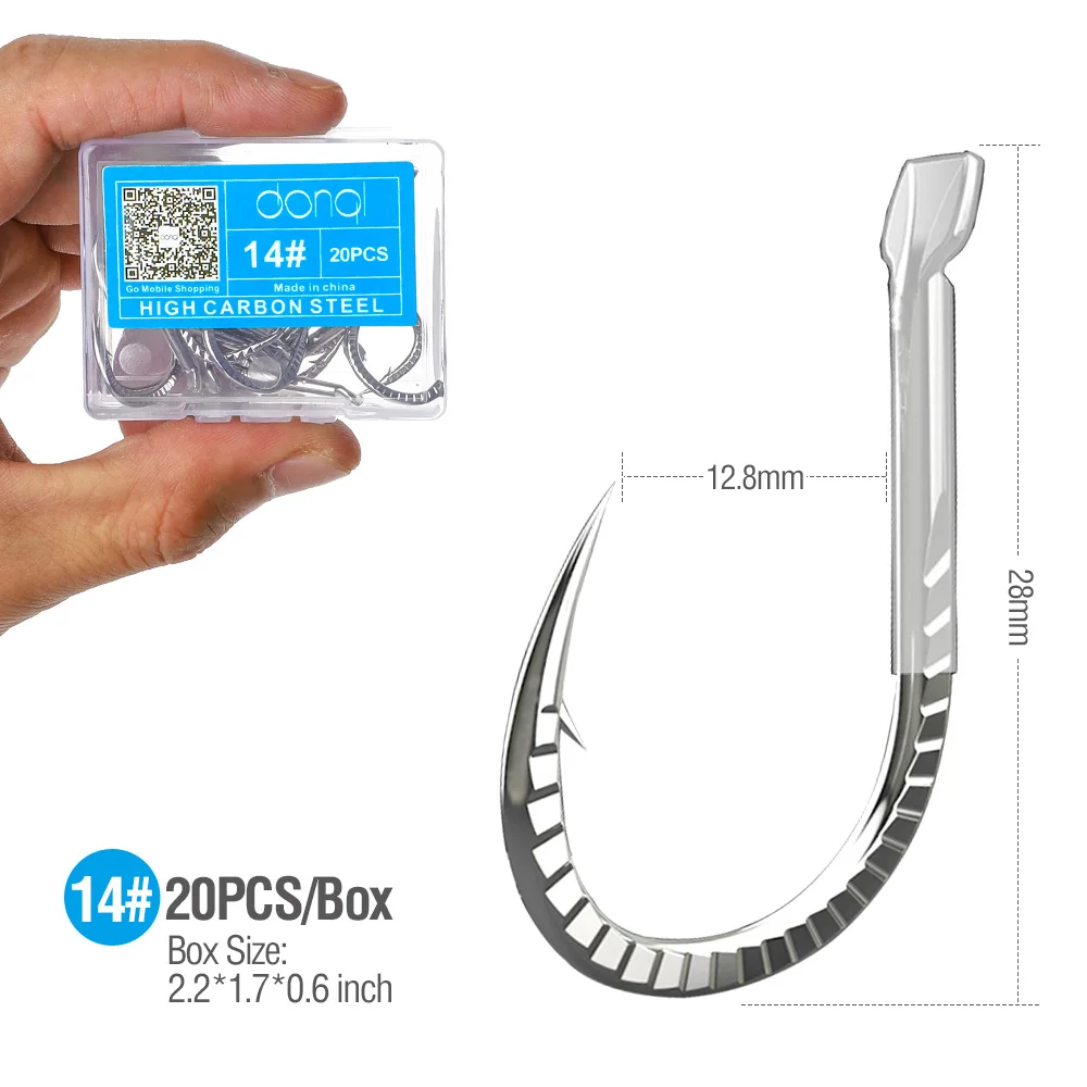 14 DONQL 20 шт./партия одинарный колючий рыболовный крючок 10#/12#14#16# из нержавеющей стали рыболовные снасти рыба шаблон рыболовные крючки - Цвет: 14