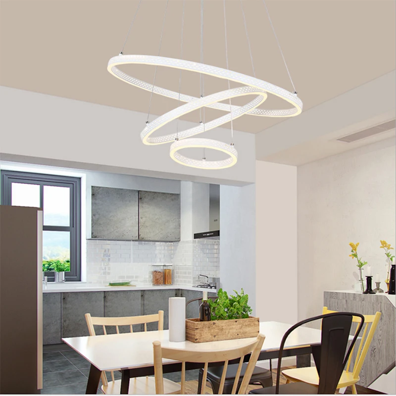 Светодиодный светильник современная люстра белого цвета украшение из колец