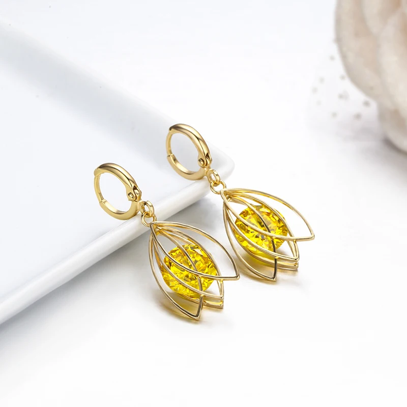 Женские серьги подвески с камнем 6 цветов| |