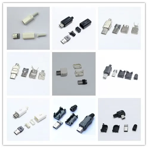 EClyxun 10 комплектов Micro USB / Mini /USB 2 0 Штекерный разъем сделай сам белый черный штекеры