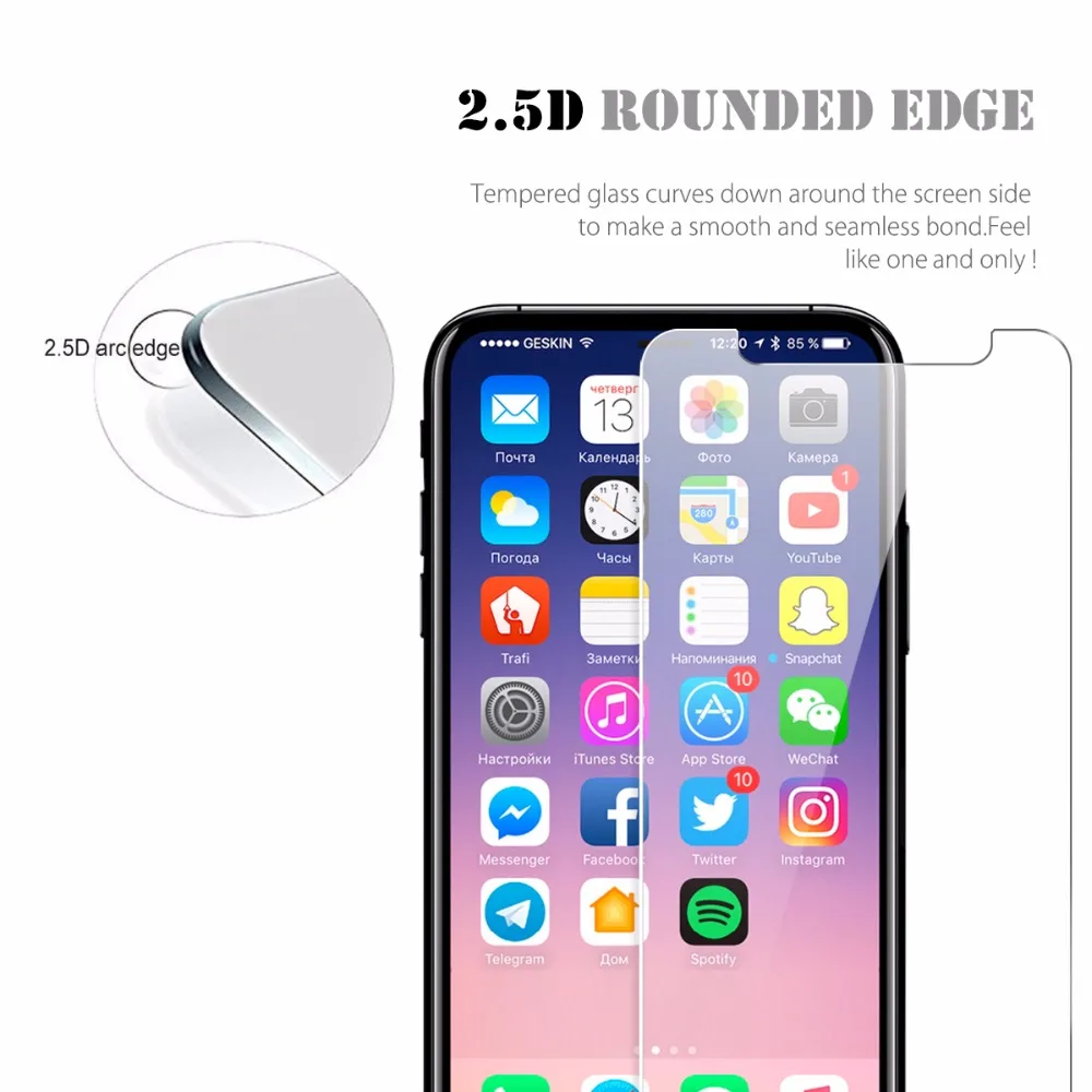 1000 шт./лот 2.5d 0 26 мм 9H Премиум Закаленное стекло Защитная пленка для iPhone X через