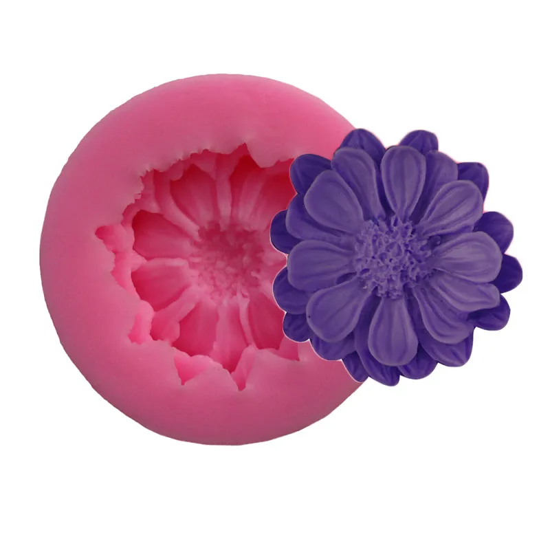 3D Хризантема и Подсолнух форменный торт Шоколадное Мыло глина силиконовые формы