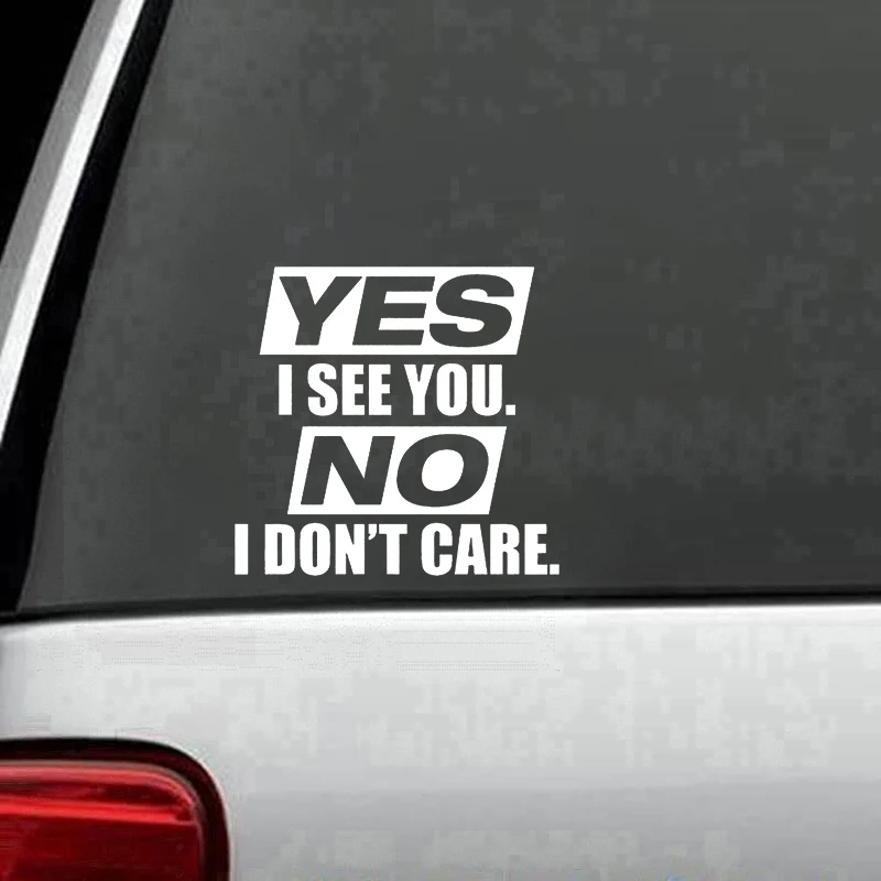 Yes I See You No Don't Care Handsome And Cool Stickers Checkered Flags Windshield Sticker Rear Window Car | Автомобили и