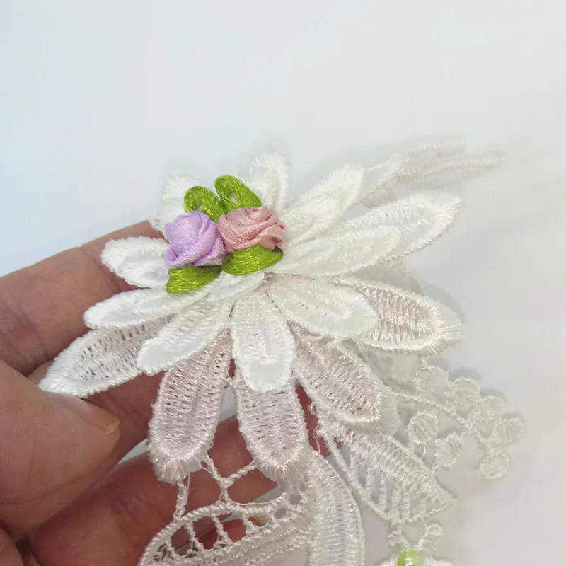 

Delicate Lace Fabric Trim Sew On Dress Clothing Applique Motif Blouse Sewing emboridery DIY Neckline Collar Costume Decoration