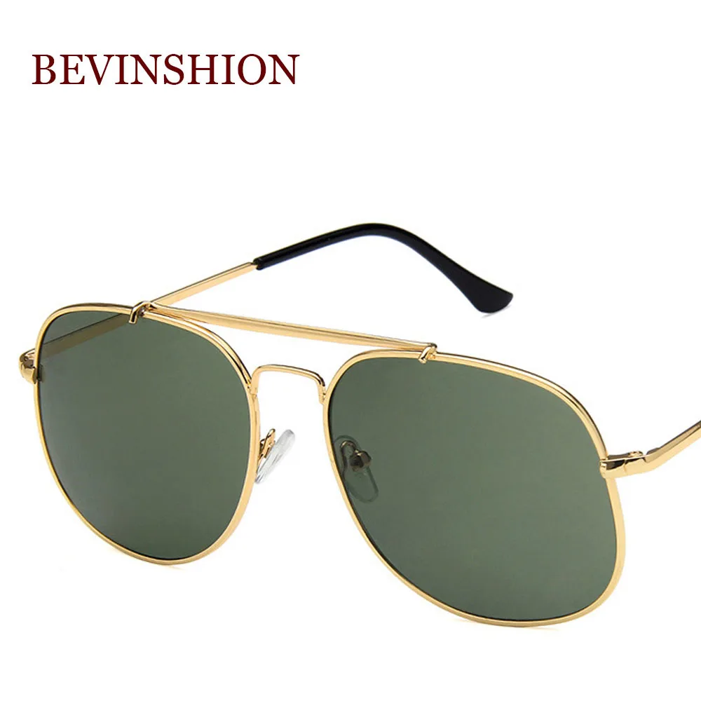 Солнцезащитные очки-авиаторы мужские винтажные двухлучевые металлические