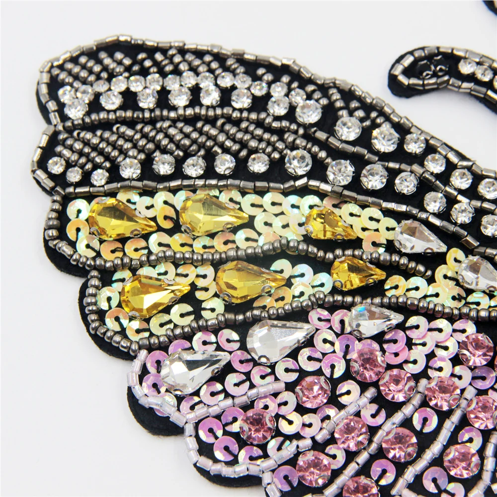 Бабочка Стразы бисером знак пришиван на одежде Бисер аппликация Одежда обувь