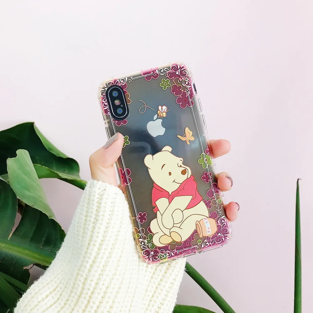 Netarlier Air Cushion TPU Case For iPhone X Lovely Mickey Minnie Mouse Winnie Bear Stitch Gradient Color Soft Cover |