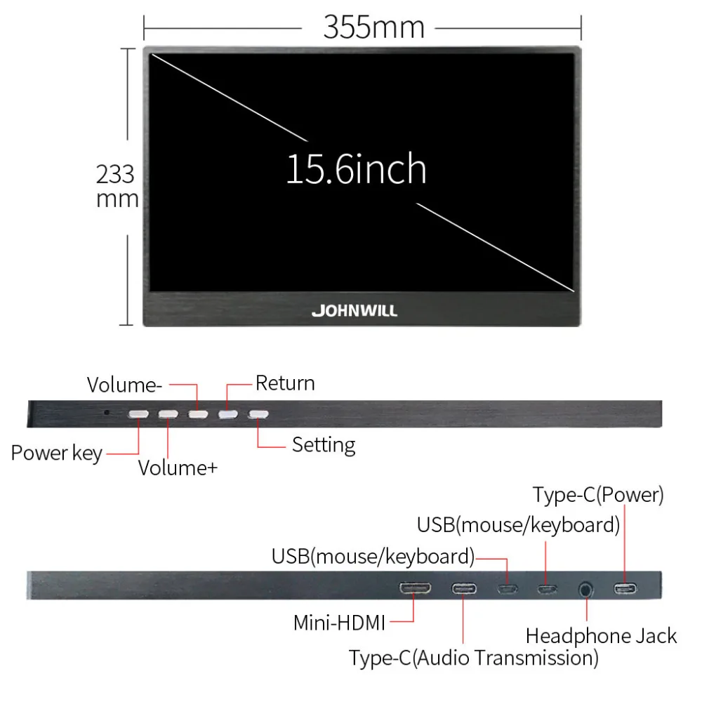 Новый 15 6-дюймовый 2 Type-C USB-C сенсорный экран 1920*1080 портативный монитор HDMI порт для