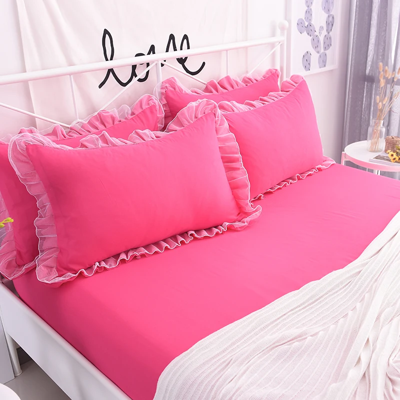 Сплошной цвет простыня реактивная простыни с принтом кружева наволочка
