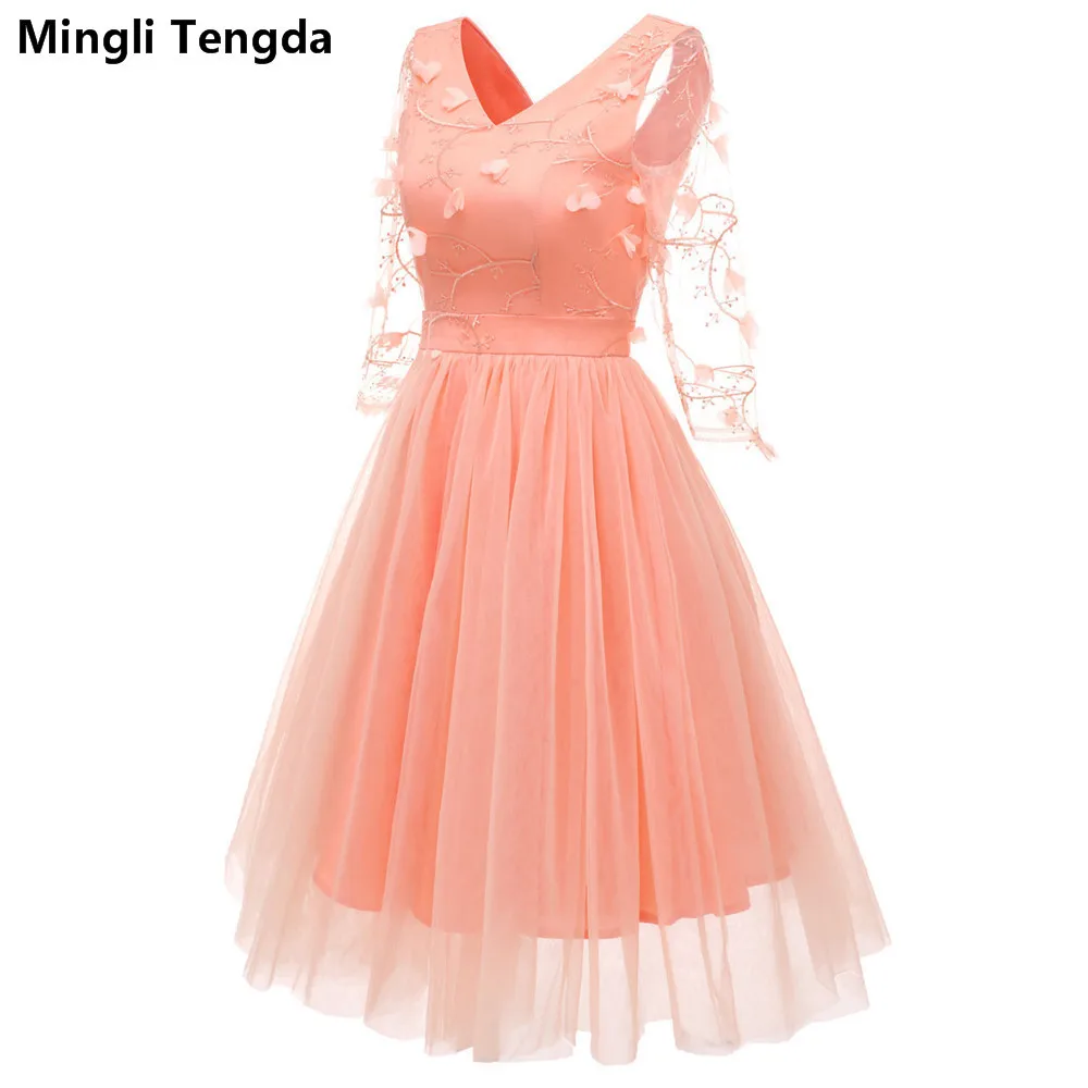 

Mingli Tengda, красное вино, новинка, тюль, элегантное платье подружки невесты, простое кружево, v-образный вырез, короткие платья для женщин, для св...