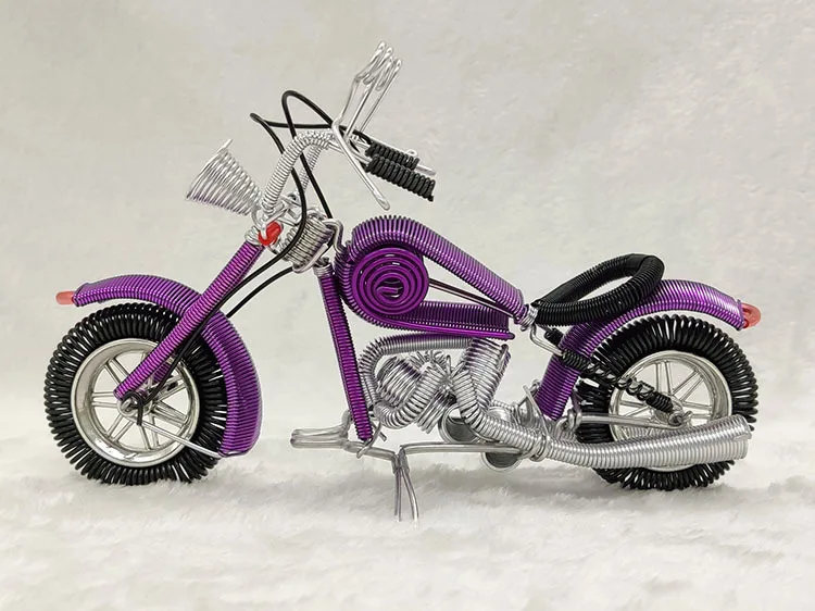 Сливовый Горячая Ручная работа Harley мотоцикл алюминиевый провод модель ручной работы искусство и ремесла алюминиевый провод модель украшения больше цветов - Цвет: Сливовый