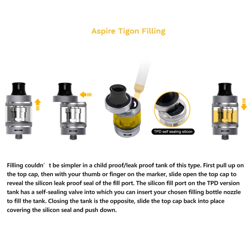 Оригинальный Aspire Tigon Танк 3 5 мл ёмкость fit 1 2 и 0.4ohm катушки MTL/DTL тип электронные
