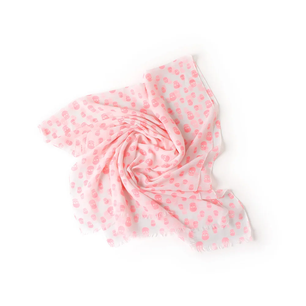 Тонкие хлопковые шарфы с принтом черепа женские модные длинные шелковые