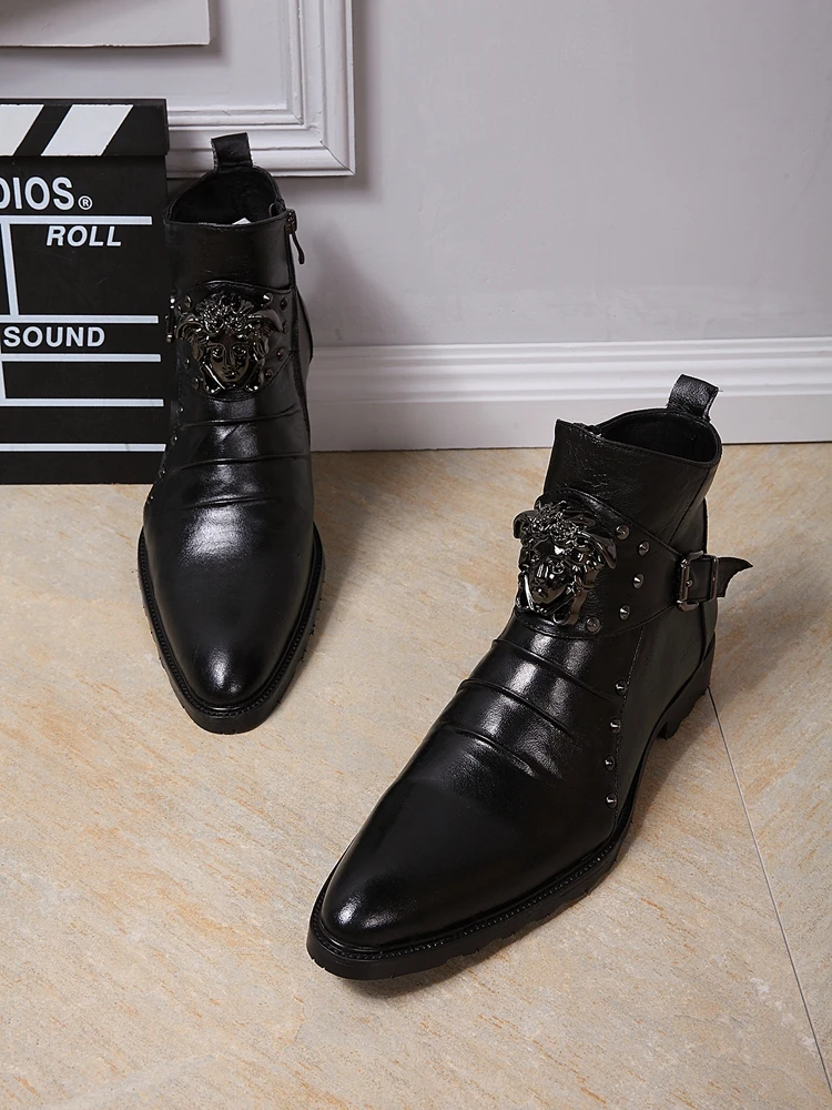 2017 модные мужские ботинки martin ботильоны из натуральной кожи с острым носком и