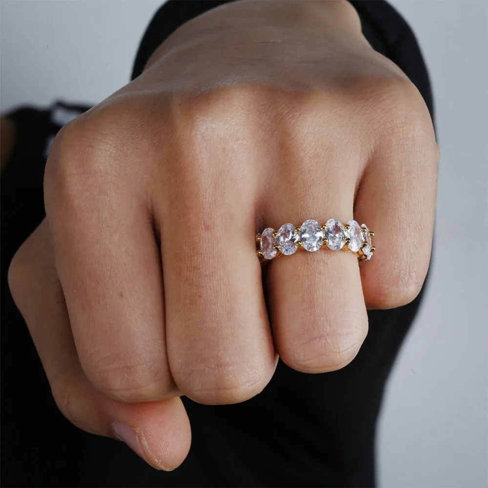 JINAO Iced Out Золото Серебро Цвет Полный Bling 1 ряд сердце кольцо Роскошные CZ свадебные Циркон полые помолвки хип хоп Ювелирные изделия Подарки