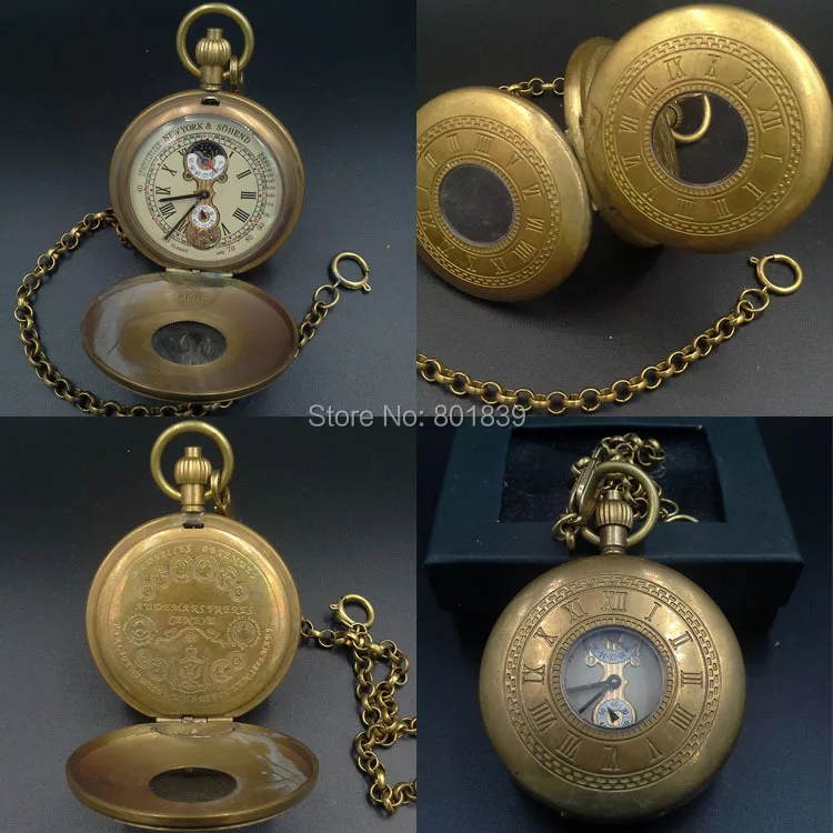 Циферблат с римскими цифрами двойное открытие полый чехол медь заводные