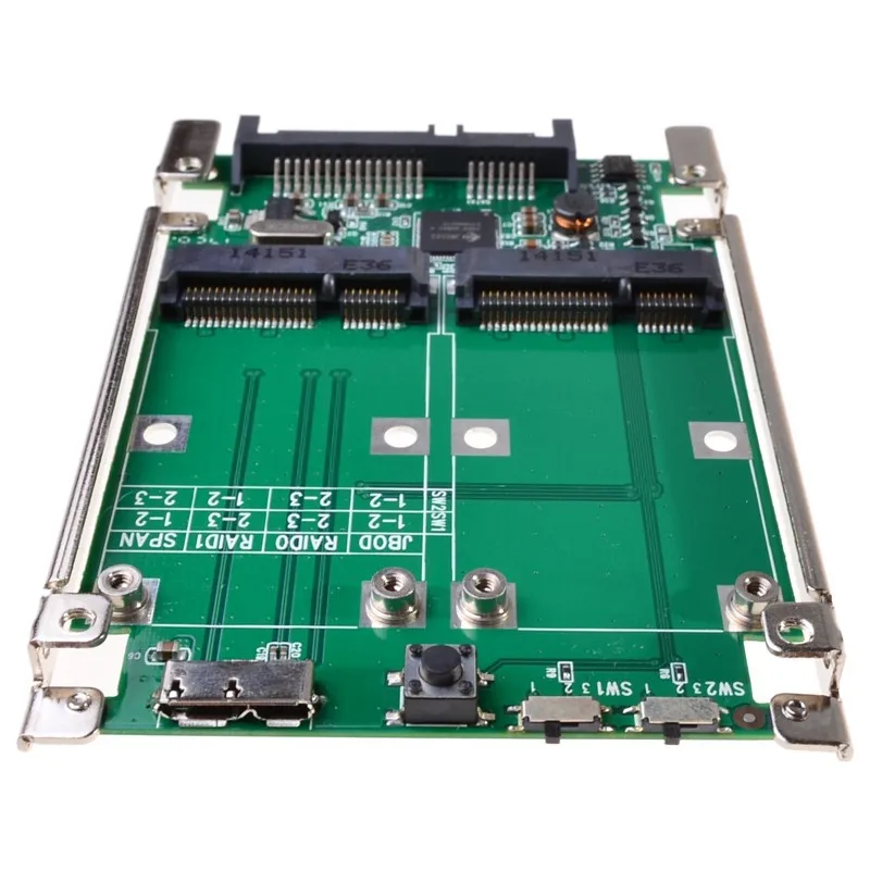 2 в 1 2," SATA III-dual mini SATA USB 3,0-2 mSATA SSD Raid контроллер конвертер карт с кабелем