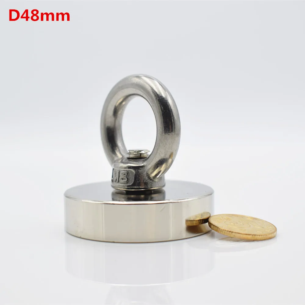 D60mm сильный Мощный круглый неодимовый магнит крюк спасательный магнит морской рыболовное оборудование держатель потянув монтажный горшок с кольцом