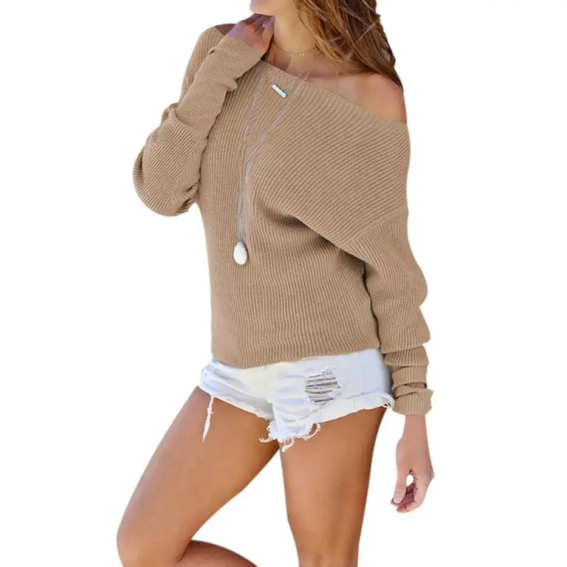 *Off Shoulder Sweater Long Sleeve White Pullovers Female 2019 Autumn Casual Solid Slash Neck Sweaters Women Clothing* | Женская одежда