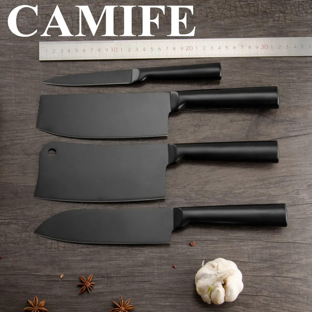 4cr14 нож из нержавеющей стали набор кухонных ножей инструменты Nakiri Кливер филе нарезки широкий Мясник кухонные аксессуары, нож