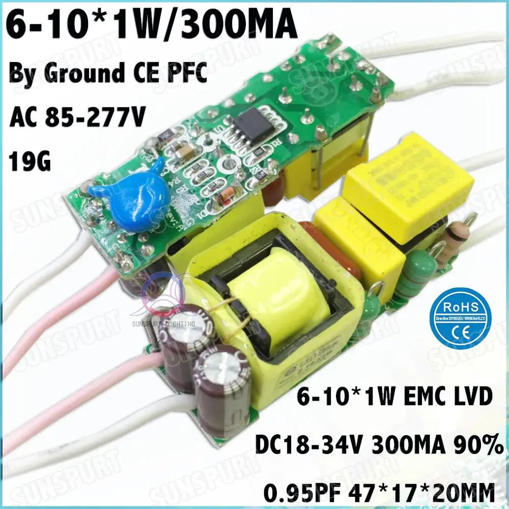 5-20 штук TUV-CE заземление PFC внутри 5-20 Вт AC85-277V светодиодный драйвер 2-20Cx1-3B 300-900mA DC5-68V постоянный ток