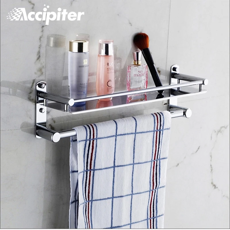 

Wall Mounted Bathroom Accessories Stainless Steel Bathroom Shelves With Towel Bar With Hooks