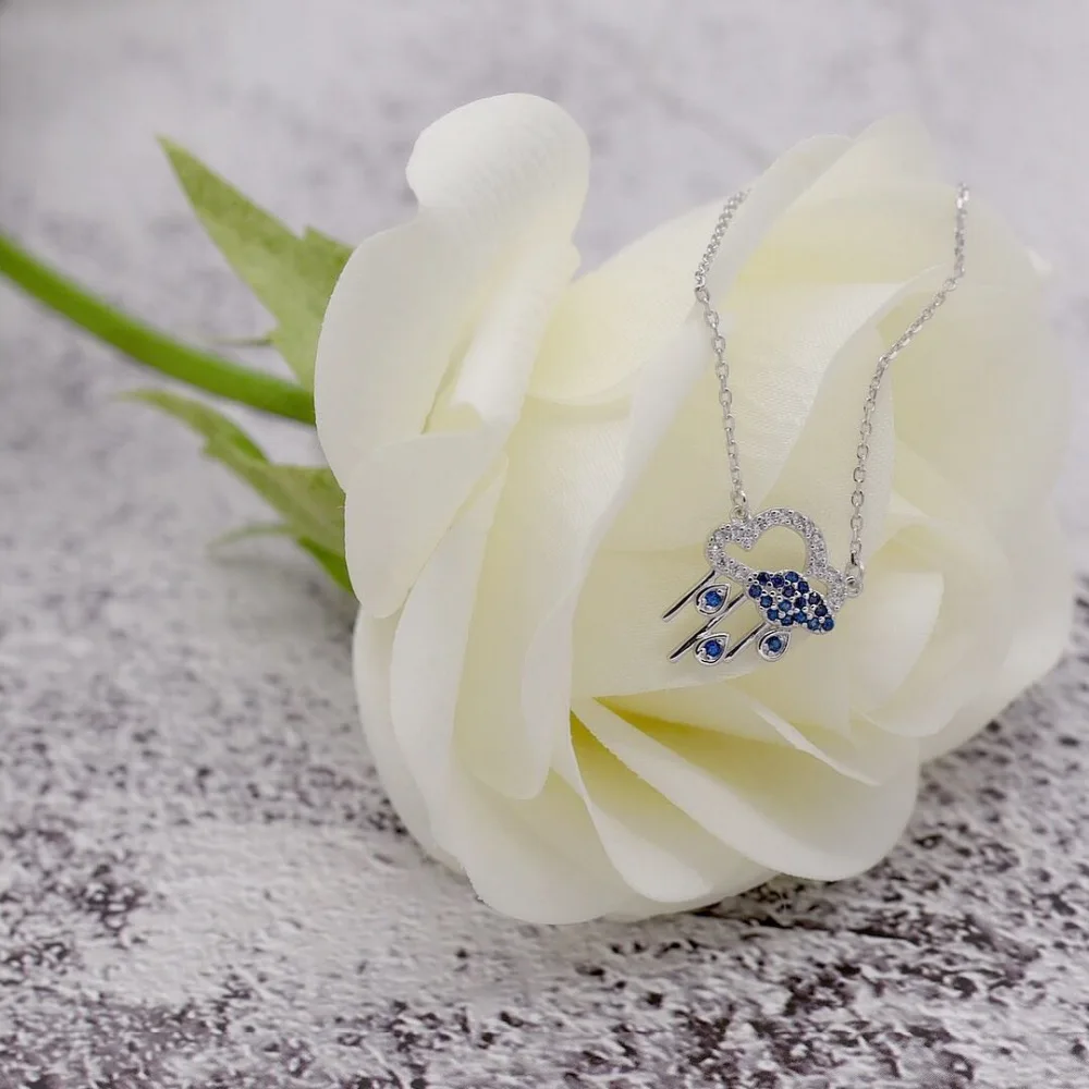 

Seanlov Raining Cloud Blue Pendant Necklace Simple Jewelry For Women Fine Silver Jewelry Gift Luxury Wedding Engagement Necklace