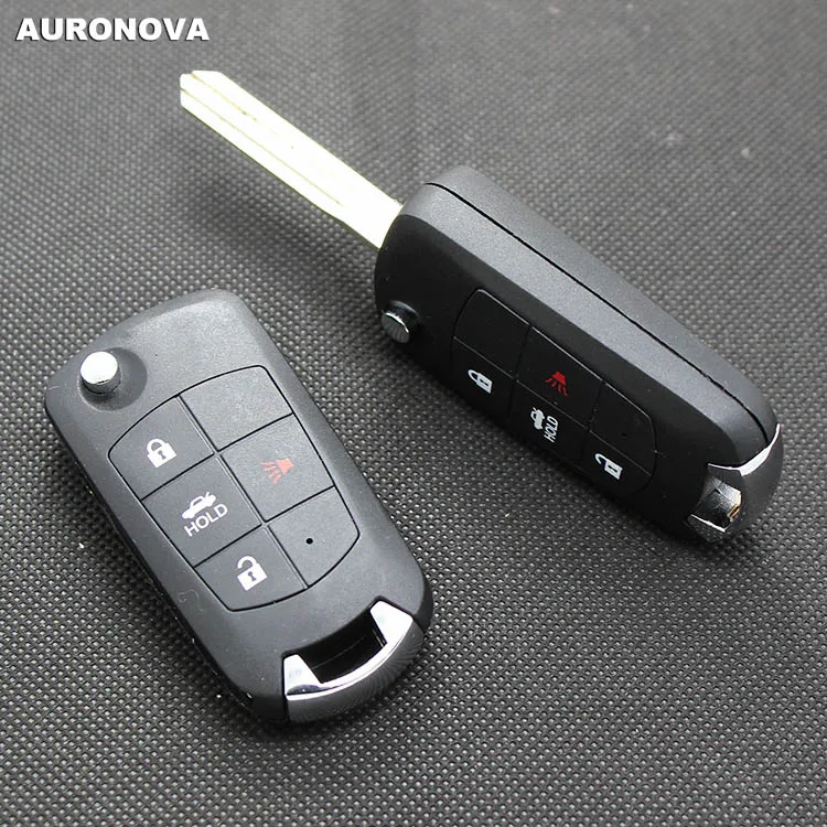 

AURONOVA New Upgrade Flip Folding Key Shell for Nissan Sunny March Tiida Sylphy 3+1 Buttons Modified Remote Car Key Case