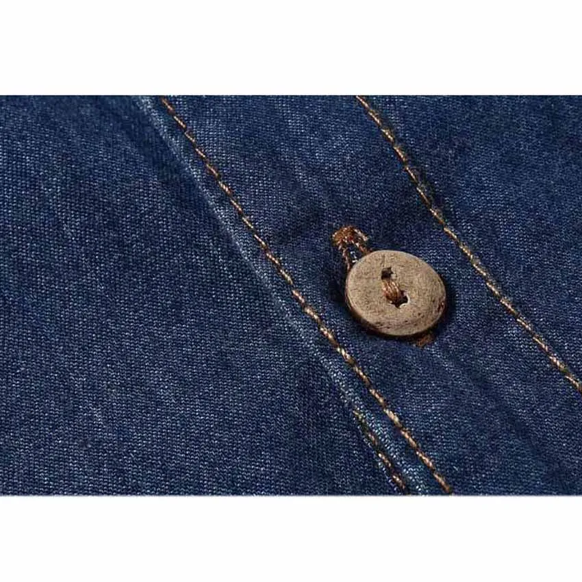 Новая Винтажная Мужская модная джинсовая рубашка с длинным рукавом светло