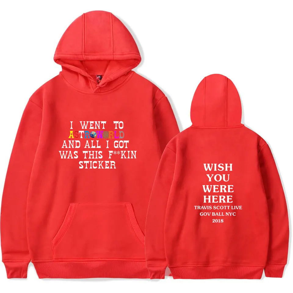 Sugarbaby/Новое поступление, толстовка с капюшоном с принтом «астромир», «Тур I Wish You WAS Here Tops», «Я ходила в Astro World Album Artist Music Hoodie»