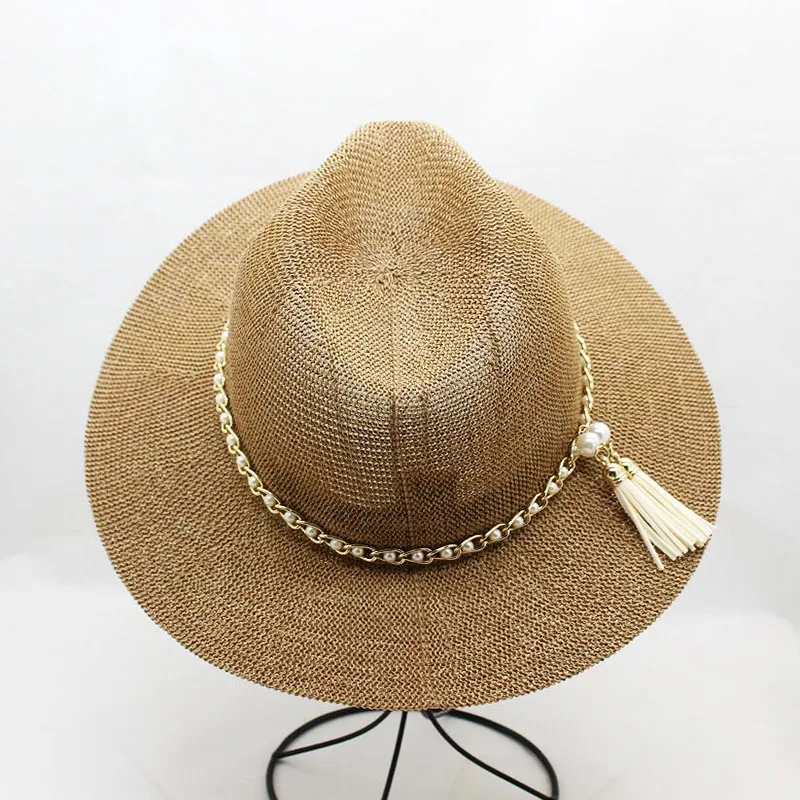 SUOGRY Панама шляпа женская Соломенная Fedora Fmale Sunhat летняя пляжная кепка с