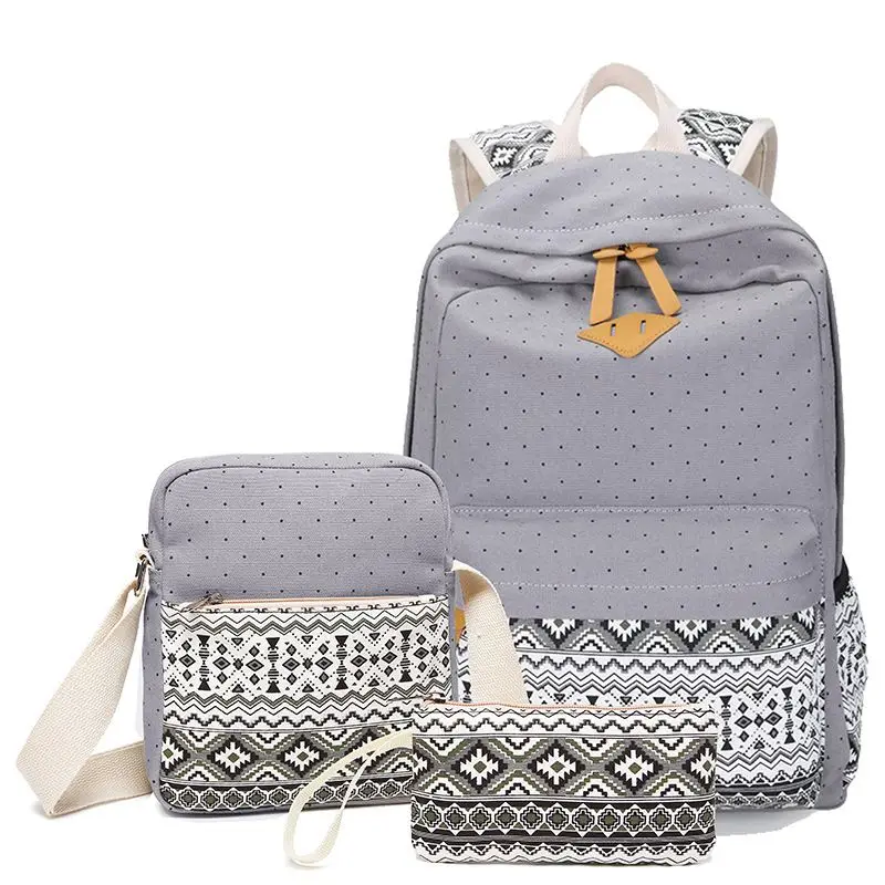 gray K41 Девочки школьные детские рюкзаки модный школьный рюкзак для девочек-подростков 3 шт./компл. высокое качество холст школьный ранец mochila Infantil - Цвет: gray K41