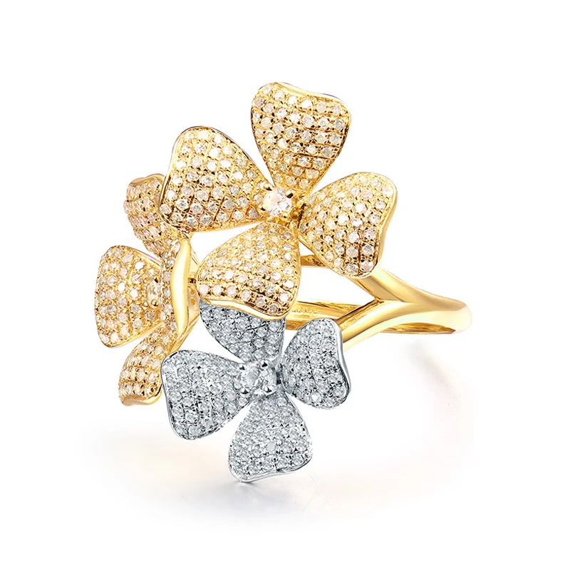 LOVERJEWELRY женское кольцо Настоящее 18 к из золота двух цветов бриллиантовое