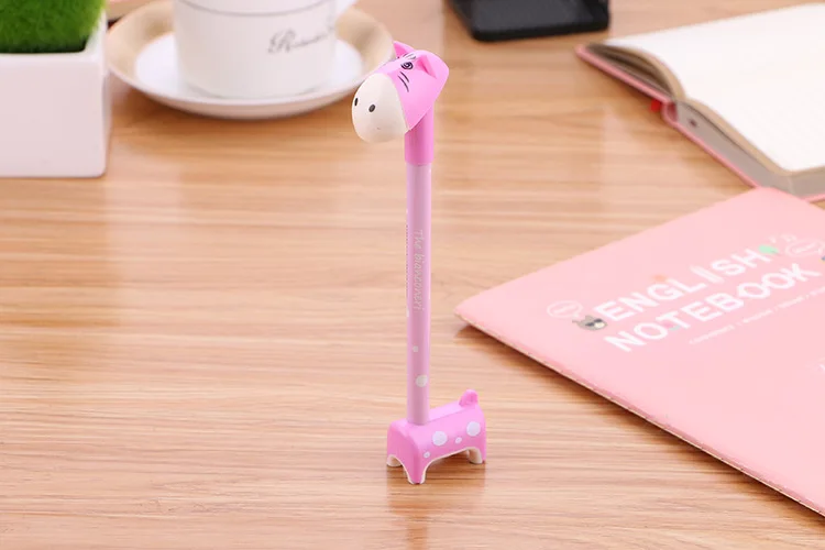 Милая Шариковая ручка с рисунком жирафа из мультфильма Kawaii, забавные шариковые ручки для школы, для письма, креативный подарок, корейские канцелярские принадлежности для офиса