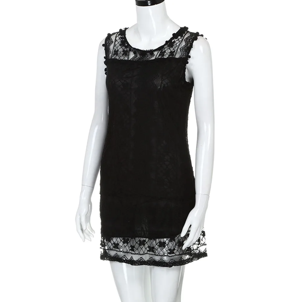 

Summer Dress Women Casual Lace Sleeveless Beach Short Dress Fashion Femmes Black White Tassel Straight Mini Dress