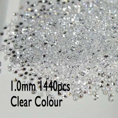 1.0mm 1440pcs Clear Новые все размеры 1440 шт Кристалл шатон дизайн ногтей Стразы микро Маникюр украшения крошечные мини стразы стекло - Цвет: 1.0mm 1440pcs Clear