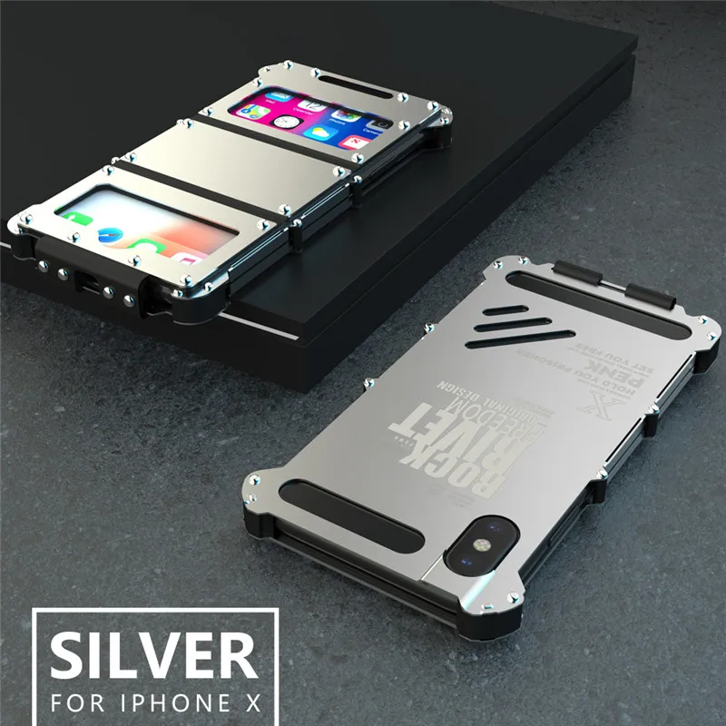 R-JUST сталь флип чехол для Apple iPhone X Железный человек 360 Полный противоударный чехол для телефона кронштейн Стенд чехол - Цвет: Silver