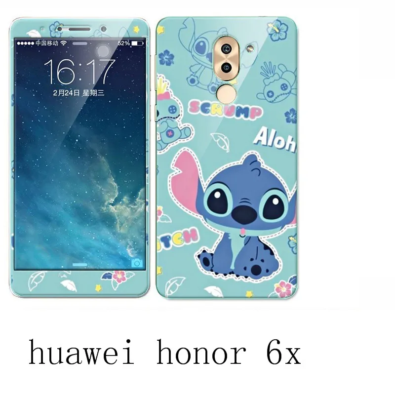 huawei honor 6x Case 360 Degree Protective TPU Cover+Color integrated tempered glass For Brand #0388 |
