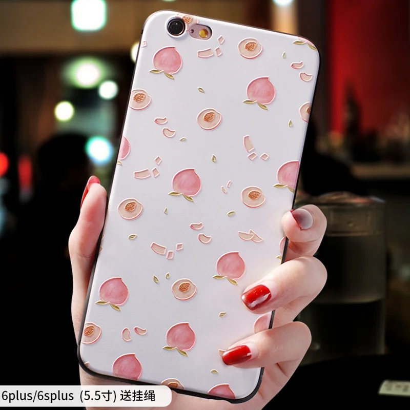 Мультяшный милый чехол с тиснением авокадо персик для Iphone XS MAX X XS XR 7 8 Plus 6 6S PLUS - Цвет: 4 FOR 6plus 6Splus