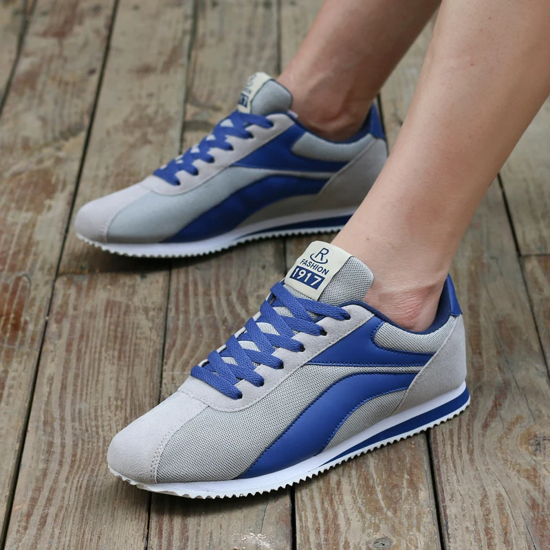 Серый Классические мужские прогулочные туфли Cortez для вождения; мужские кроссовки; Уличная обувь на плоской подошве; сезон весна-осень; Мужская дышащая обувь; светильник - Цвет: Серый