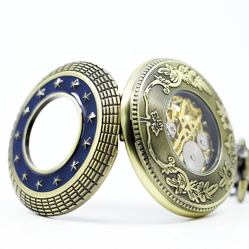 Скелетон звезда окруженное кольцо винтажные карманные часы стимпанк