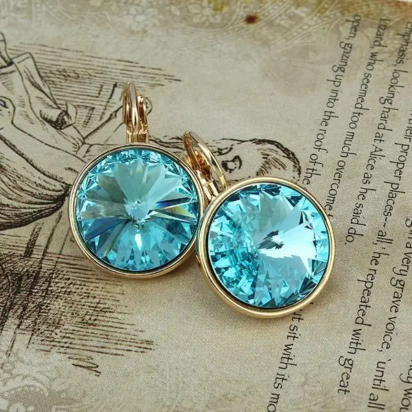 18K Real Gold Plated Dishana новые женские висячие серьги с камнями элегантные золотые Австрийские Серьги с кристаллами ювелирные серьги E0098 - Окраска металла: 18K Real Gold Plated