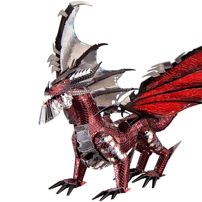 Металлическая сборная 3D-головоломка PIECECOOL детали Черный Дракон 107 3 листа |